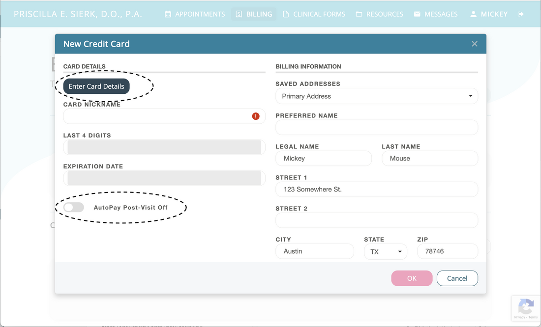 Enter card and enable AutoPay